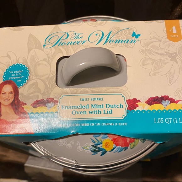 Set of Pioneer Woman Sweet Romance Enameled Mini Dutch Pot Oven with Lid -New - Picture 4 of 6